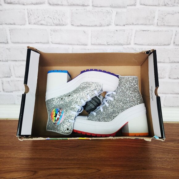 Rare CONVERSE CHUCK 70 DE LUXE 6.5 Men Shoes Heel Boots Platform Glitter A06028C - Picture 7 of 13